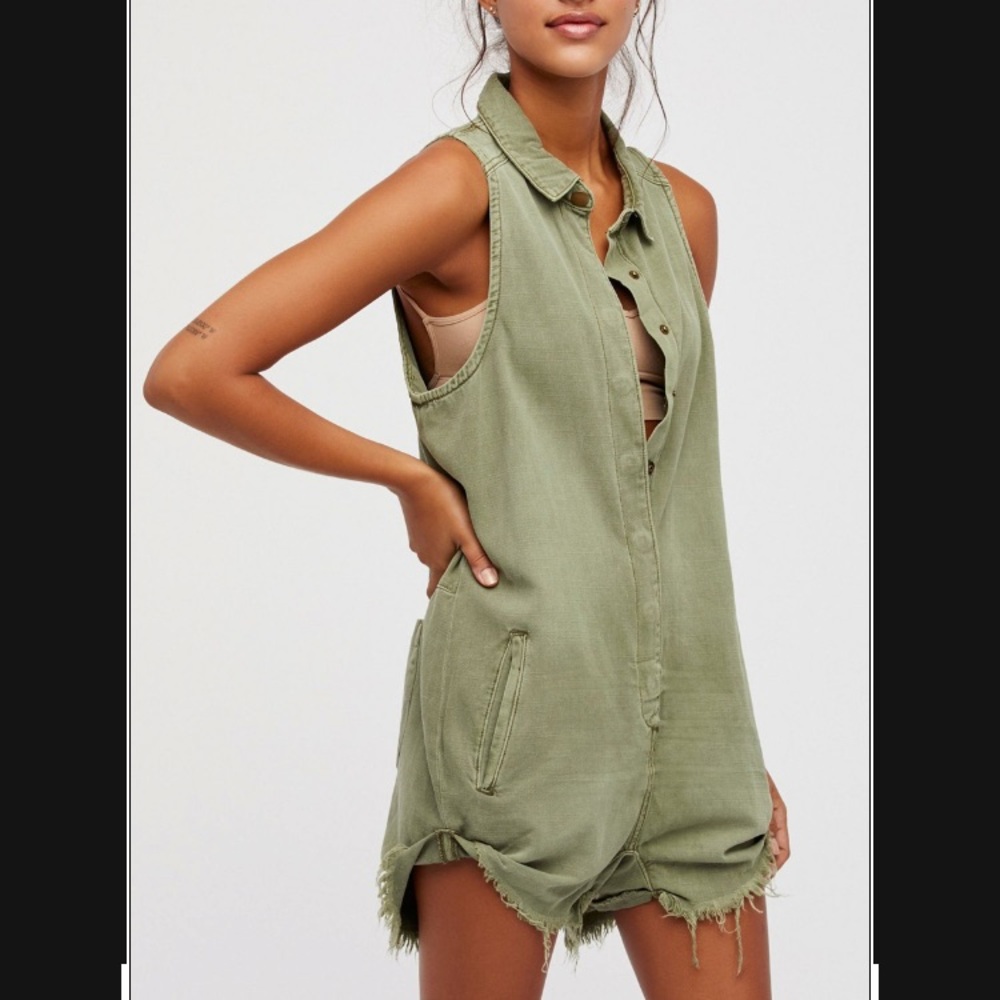 Free People Militaire Drill Playsuit